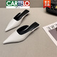 卡帝樂(lè )鱷魚(yú)（CARTELO）高檔真皮尖頭貓跟穆勒涼拖鞋女2025夏季新款氣質(zhì)顯瘦軟皮包頭白色 白色 36