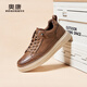 奧康（Aokang）男鞋春秋季新款高顏值板鞋男士復古戶(hù)外百搭免系帶高端休閑鞋LH