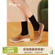 PANSY日本女鞋春秋款休閑鞋厚底一腳蹬絨面鞋拇外翻鞋子舒適鞋HD4103 駝黃色 36