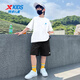 特步（XTEP）兒童運(yùn)動套裝柔軟親膚2025秋季新款短褲短袖組合套裝男童百搭秋裝 黑色+白色 -9006 160 cm