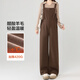 米度麗孕婦褲子秋冬款外穿醋酸羊毛背帶褲套裝春秋吊帶闊腿褲長(cháng)褲孕婦裝 咖啡色 XL碼（建議120-150斤左右）
