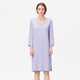 淳度高級感輕奢睡裙女春秋款新款純棉七分袖V領(lǐng)大碼夏季睡衣 淺紫色 M