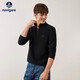 納維凱爾意大利小帆船男士抑菌半開(kāi)領(lǐng)T恤內搭長(cháng)袖上衣1335044512 黑 M/48 