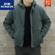羅蒙秋冬季加絨加厚工裝棉服男連帽夾克韓版潮流帥氣棉衣外套男 綠色 XL