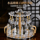 鑄希水晶白酒杯輕奢高檔玻璃高級感二兩分酒器創(chuàng)意酒具套裝家用一口杯 【青蓮杯透明款】6壺6杯套裝
