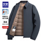 羅蒙【鵝絨+牛奶絲】羽絨服男秋冬新款中老年爸爸裝加厚翻領保暖外套 3Y147A37藏青色【內膽不可拆卸】 175 （建議120-140斤）
