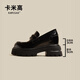 卡米高內(nèi)增高小皮鞋女8cm2025春季新款復(fù)古風(fēng)樂(lè)福鞋百搭小個(gè)子單鞋軟底 黑色內(nèi)增高8CM 35