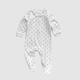 Iceagezoo嬰兒棉A類(lèi)春秋哈衣女新生兒雙拉鏈睡衣包腳連體衣男女寶長(cháng)袖爬服 白底灰星星雙拉鏈哈衣 12-18(85cm)