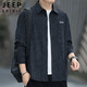 JEEP SPIRIT吉普長袖襯衫男春季韓版襯衣男士燈芯絨外套男裝 黑色 2XL 