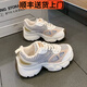 新百倫老爹鞋女鞋2025新款爆款夏季厚底內增高透氣網面運動鞋跑步鞋 卡其 38