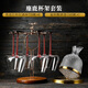 Luxury Flowers黑領(lǐng)結(jié)紅桿勃艮第紅酒杯大肚杯歐式高腳杯套裝家用水晶玻璃醒酒器 金色陀螺醒酒器+杯架+6紅桿 720ml