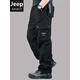 JEEP SPIRIT吉普棉工裝褲男褲子休閑工作服勞保耐磨直筒寬松春秋夏 黑色 [多袋褲] 2XL 號(hào)130斤-150斤