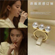 LAST KISS玫瑰的故事黃亦玫同款三顆珍珠戒指優(yōu)雅氣質(zhì)平衡木指環(huán)情人節禮物 黃奕玫同款珍珠戒指