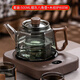加厚耐高溫玻璃煮茶器家用電陶爐套裝小型煮茶壺泡茶器 煙灰八角壺+超薄木紋爐 500ml