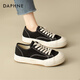 達(dá)芙妮（DAPHNE）黑色帆布鞋女2025春季新款軟底百搭厚底女鞋休閑網(wǎng)紅薄款小白鞋子 黑色 38