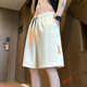 魯賓克短褲男士夏季美式潮牌字母壓花五分短褲子男寬松直筒休閑運(yùn)動(dòng)中褲 7029杏色 XL (建議體重120-130斤)