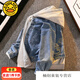 G.DUCKKIDS小黃鴨男童外套連帽假兩件牛仔上衣棉衣兒童休閑風(fēng)衣外套小男孩學(xué) 牛仔藍(lán) 160 適合身高150厘米左右