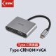 SSK飚王Type-C扩展坞4K60Hz高清投屏电脑接投影仪USB-C转HDMI/VGA拓展坞转换器 投屏器转接头HDMI+VGA双口同用 C581