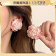 oein粉色甜美花朵耳環(huán)女拍照耳釘耳飾配飾高級感甜美秋季仙氣可愛(ài) 【粉色雪紡耳釘-銀針】