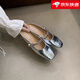 百麗踏包頭半拖鞋女外穿2025年春夏季新款法式氣質(zhì)銀色半托涼鞋平底單鞋 銀色 36 法式氣質(zhì)銀色半托鞋