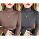 朵伶詩(shī)兒 【兩件裝】 堆堆領(lǐng)打底衫女秋冬洋百搭高領(lǐng)長(cháng)袖T恤修身內搭 咖啡+灰色 XL 建議110-125斤
