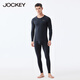 JOCKEY情侶保暖內(nèi)衣套裝男士發(fā)熱抗菌柔軟超彈女士秋衣秋褲秋冬 男 藏青 M