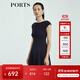 PORTS寶姿商場(chǎng)同款新品女裝氣質(zhì)純色修身短袖連衣裙LL8N021RWE005 丈青 M (6)