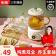 樂燉 養(yǎng)生壺迷你辦公室一人用煮茶壺小型煮茶器全玻璃電熱杯煮水燒水壺55度電燉養(yǎng)生杯禮物便攜花茶壺 白0.6L+2杯+禮盒