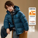 ASK JUNIOR【90絨】男童羽絨服25冬加厚保暖連帽面包服軟殼服 深藍色 160