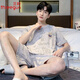 三槍 睡衣男士夏季純棉短袖短褲夏天全棉時(shí)尚薄款可外穿家居服套裝 sq96034 2XL 男(建議160-180斤)