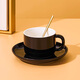 友來(lái)福陶瓷咖啡杯套裝歐式簡(jiǎn)約馬克杯杯碟辦公室下午茶精致英式紅茶杯 單杯碟-黑色(配金勺)
