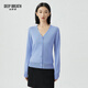 深呼吸DEEP BREATH女裝可機洗純羊毛針織開(kāi)衫女A400298 靜謐藍 XL (5碼)