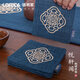 駱易家（Lorica）刺繡茶杯墊新中式茶桌布藝茶席茶墊隔熱墊餐桌餐墊系列花瓶墊子 悅軒閣（麻）-藍色 杯墊9cm*9cm（一片裝）