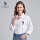 U.S. POLO ASSN.保羅長(cháng)袖襯衫女裝新款商務(wù)休閑正裝開(kāi)衫上衣打底衫春裝內搭制服 白色 XL