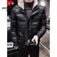 皮爾卡丹（pierre cardin）2024冬季新款皮羽絨服男士加厚保暖立領(lǐng)毛領(lǐng)PU外套帥氣高級(jí)感 黑色【高品質(zhì)-高質(zhì)量】 XL (170) 【高品質(zhì)-高質(zhì)量】