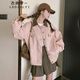 衣典零一（LEDIALYI）工裝外套女2024春秋季女裝新款小個(gè)子甜美洋氣學(xué)院風(fēng)休閑夾克上衣 粉色 S