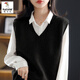 啄木鳥(niǎo)羊毛針織衫馬甲女背心秋冬季2026新款寬松疊穿無(wú)袖外搭針織坎肩 MJ290#黑色 2XL 建議140-150斤