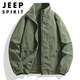 JEEP SPIRIT大碼夾克男夏季防曬衣新款立領(lǐng)美式休閑外套胖子寬松加肥加大男裝 軍綠 6XL 210-230斤