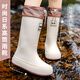 津炳勝時(shí)尚日系高筒雨鞋女外穿防滑百搭長(zhǎng)筒束口雨靴戶外厚底工作防水鞋 高筒雨鞋36-37【束口款】配鞋墊 L 尺碼偏小半碼丨建議拍大一碼