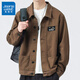真維斯（Jeanswest）牛仔外套男純棉2026春夏季新款寬松男士工裝夾克男款休閑男裝上衣 2201咖啡色 L (推薦120-145斤)