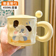 沽咚小茗小狗馬克杯子女可愛(ài)高顏值陶瓷水杯520情人節(jié)禮物情侶咖啡杯 瞌睡帕帕狗（杯+蓋+圓球勺）