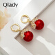 Qlady女士重工櫻花紅色珍珠耳環(huán)女時(shí)尚氣質(zhì)韓版百搭珍珠耳墜女網(wǎng)紅甜美耳扣女簡(jiǎn)約新年耳飾生日禮物 香檳金色-紅珠15mm