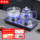 茶會(huì )友全自動(dòng)上水電熱水壺 茶臺燒水壺茶桌茶幾一體機家用辦公嵌入式茶具電茶爐套裝 1L 輕奢銀雙加水消毒款（37*20cm）