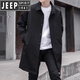JEEP SPIRIT吉普男士風(fēng)衣秋季中長(zhǎng)款青年新款防風(fēng)大衣潮牌高端休閑外套男 Y2163黑色 3XL