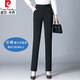 皮爾卡丹（pierre cardin）休閑褲女夏季2024新款彈力直筒褲小個子中年媽褲九分薄款西裝褲 黑色【長褲/建議身高158以上】 31/3XL 【125/135斤】