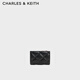 CHARLES&KEITH柔軟菱格多卡位短款錢包女生日禮物CK6-50770524-2 Black黑色 XXS