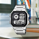 卡西歐（CASIO）小方塊大表盤(pán)AE1200WH-1A 1B運動(dòng)復古手表男防水簡(jiǎn)約學(xué)生電子表 AE-1200WHD-1A 【附加貼膜】