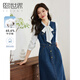 熙世界港風(fēng)復古牛仔背心裙連衣裙女設計感收腰無(wú)袖裙子2025春季新款 原色牛仔藍 L