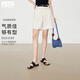 對白簡(jiǎn)約百搭高腰A字短褲女2026夏季新款壓褶寬松顯瘦直筒休閑褲 米白色 M
