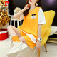 皮爾卡丹（pierre cardin）韓版休閑運(yùn)動(dòng)套裝女2025新款夏季寬松舒適短褲短袖兩件套時(shí)尚顯白 橙色 L(115-135斤)